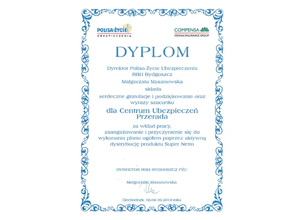 Dyplom Polisa-Życie Super Netto 2019