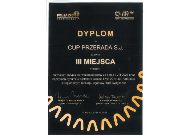 Dyplom Polisa-Życie 2025 - III miejsce